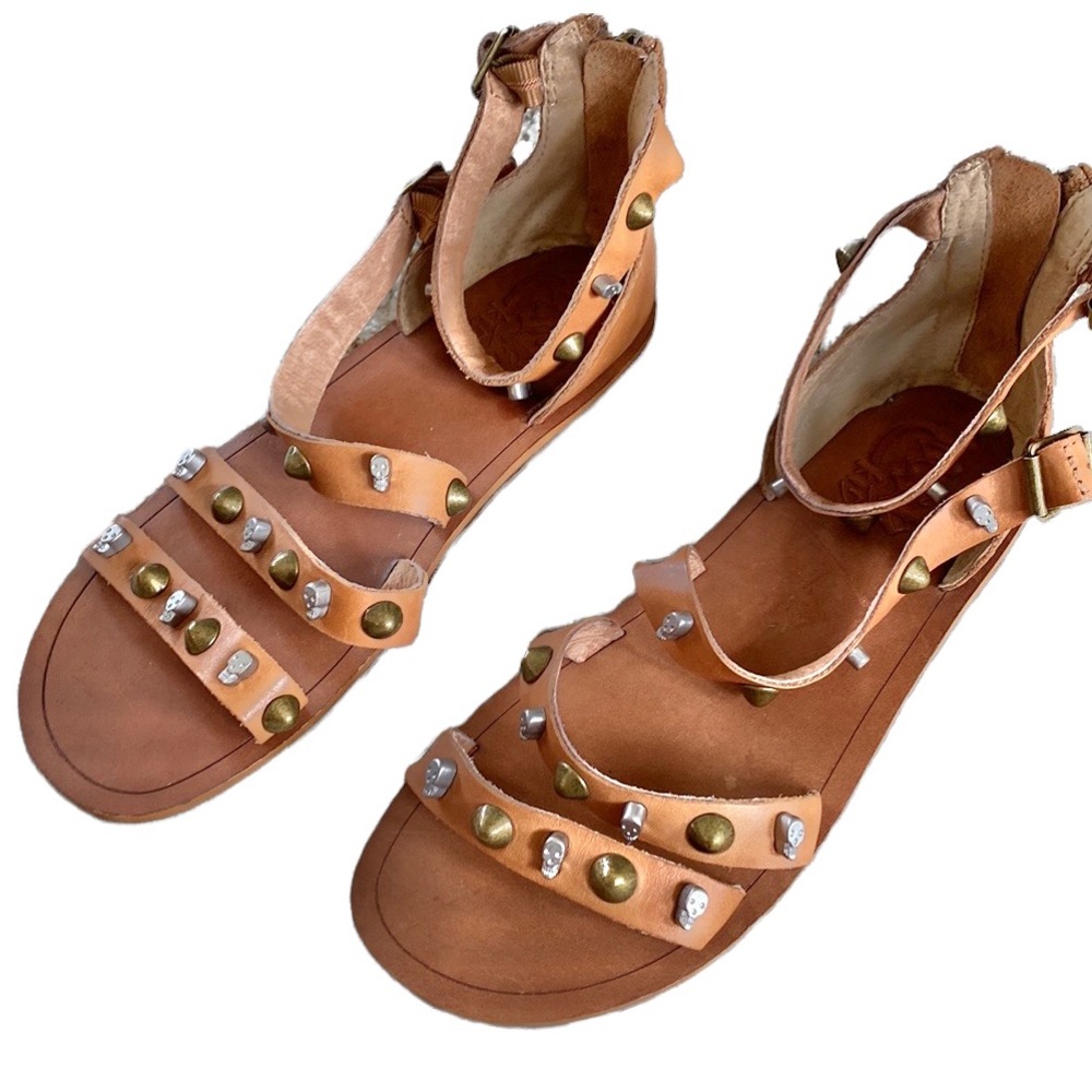 Ash Kids Girls Diabolo Caramel Studded Skeleton Skull Sandals 35 5 - Picture 3 of 11